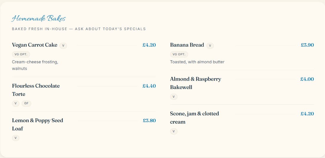 menu